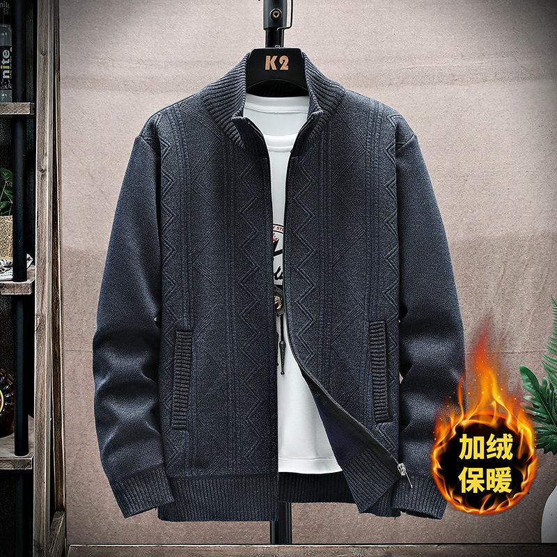 Men's Autumn Winter Cable Knit Zipper Cardigan - Thick Warm Casual Sweater for Men