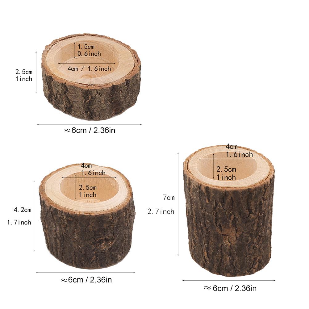 3pcs/Set Wooden Candle Stand Tea Light Candle Holders for Rustic Wedding Party Birthday Holiday