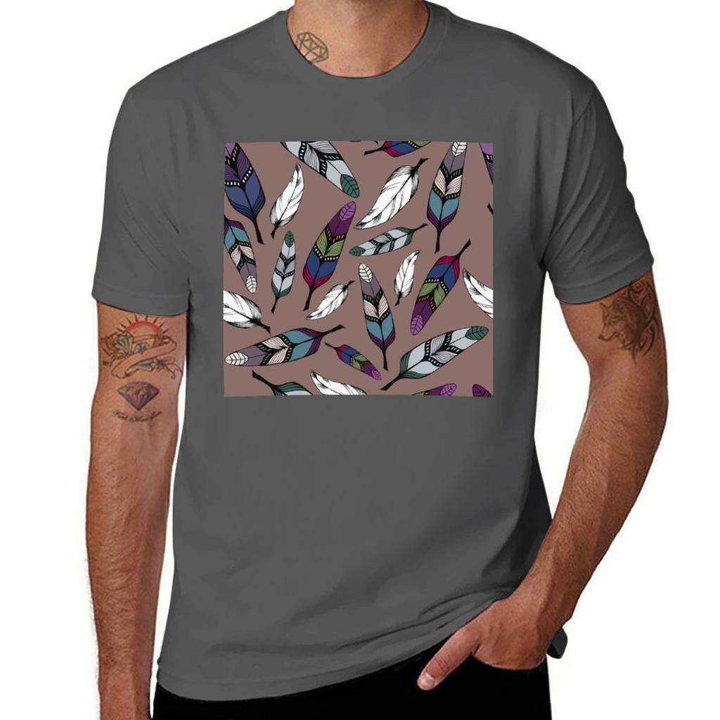 Colorful Tribal Feathers Print Vector Illustration Tshirt Work Outdoor Tshirt For Unisex