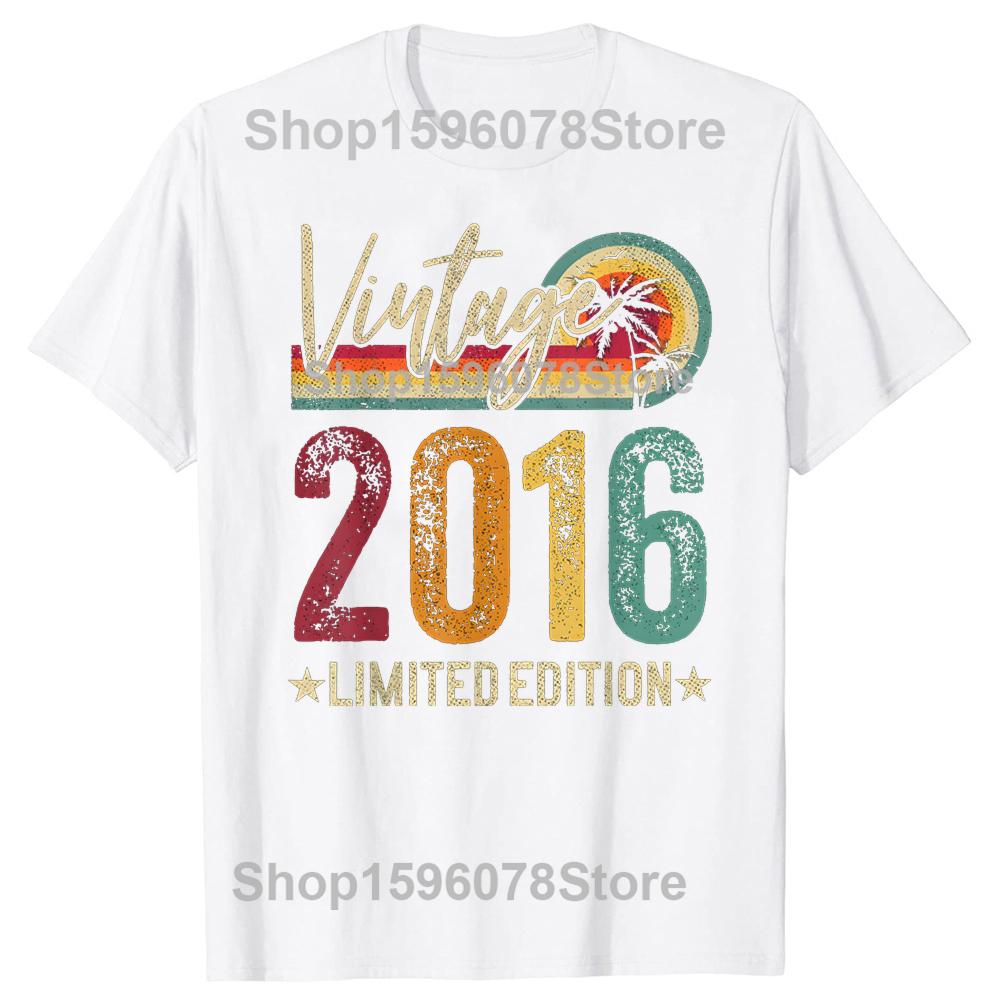 Retro 2016 10 Years Old 10th Birthday Vintage Tshirts Men Fashion Print Loose Oversized Streetwear Hip Hop Unisex T Shirt