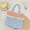 New Canvas Material Splice Lace Handbag Large Capacity Lightweight Tote Bag Splice Lace Design Canvas Lunch Bag Commute