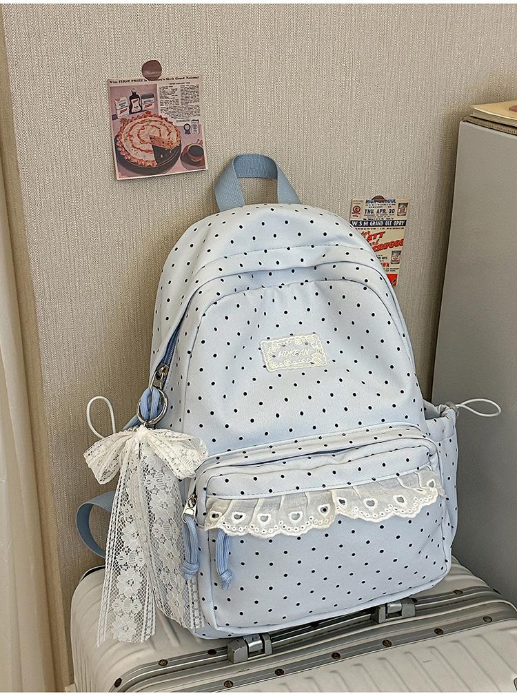 Schoolbag Korean Ins College Wind Polka Dot Premium Sense School Bag Niche Student Cute Backpack Junior High School New Backpack