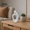Smooth Curved Lines Sculpture 3D Printed One Heart Couple Statue Abstract Hugging Lovers Figurine with Stable Base Minimalist Modern Romantic