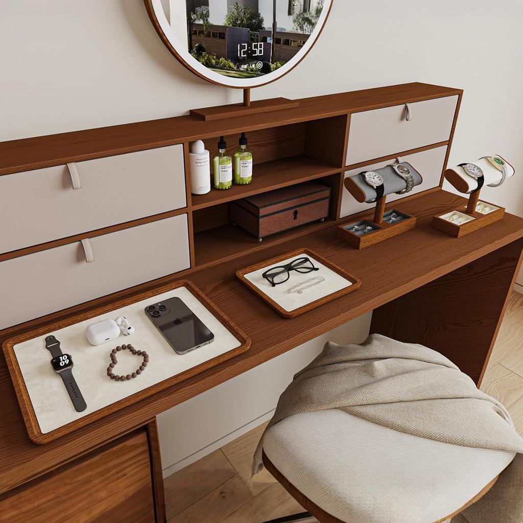 Holzfest Massivholz Uhrenständer Unisex Schmuckständer Organizer Halter für und Manschettenknöpfe Ständer, Uhren, Armbänder, Ringe, (Schwarz)