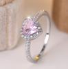 White Zircon Love Heart Stone Luxury Crystal Rings for Women Vintage Trendy Silver Color Wedding Jewelry Mother's Day Gifts
