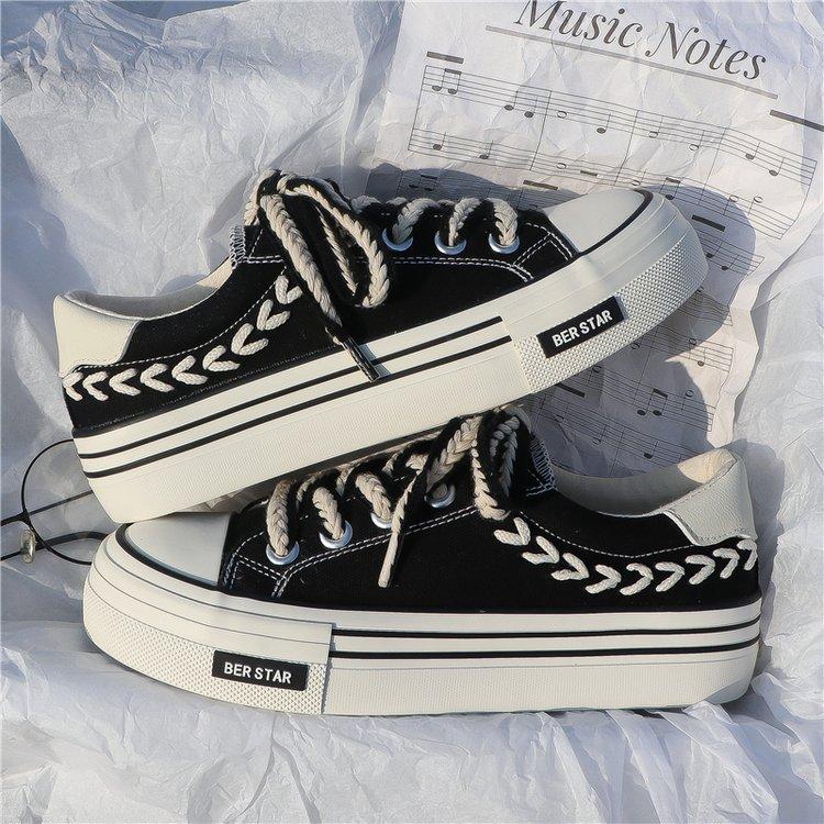 White Shoes for Women  Spring New Breathable Student Sneakers Korean Style Heightened Platform Shoes Casual Shoes Women's Board Shoes