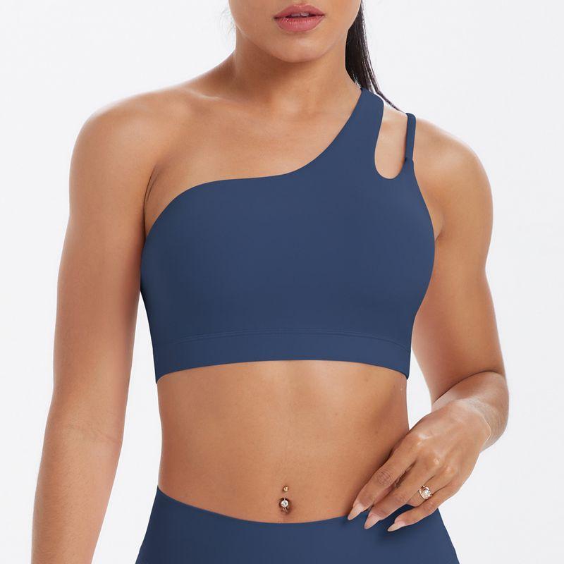 Oblique Shoulder Bubble Wrap Yoga Bra Cloud Sense Beauty Back Exercise Underwear Asymmetrical Shoulder Strap Running Workout Vest Tops