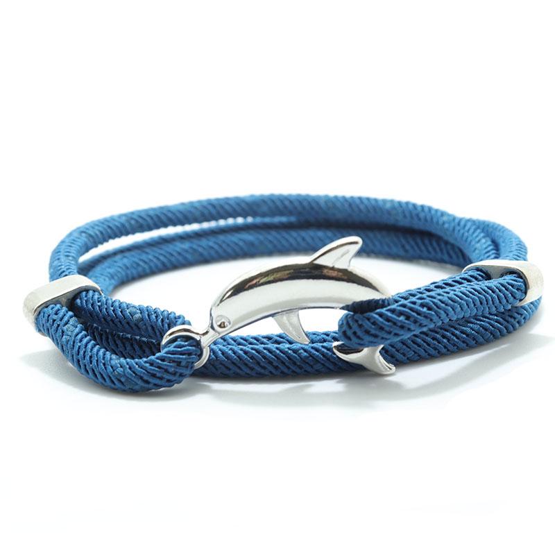 New Dolphin Bracelet Men 4mm Nylon Cord Chain Braclet Homme Bohemia Woven Adjustable Braslet Beach Leisure Accessories Pulseira
