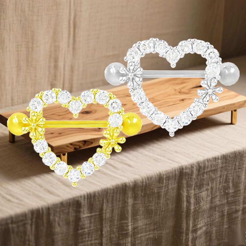 Heart-Shaped Cat Head Zircon Nipple Ring - European and American Fashion