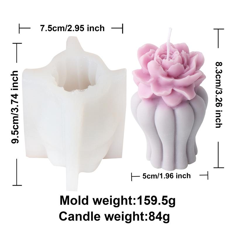 3D Succulent Flower Plant Flower Vase Shaped Candle Silicone Molds DIY Scented Aromatherapys Making Mould Handmade Ornament Mold