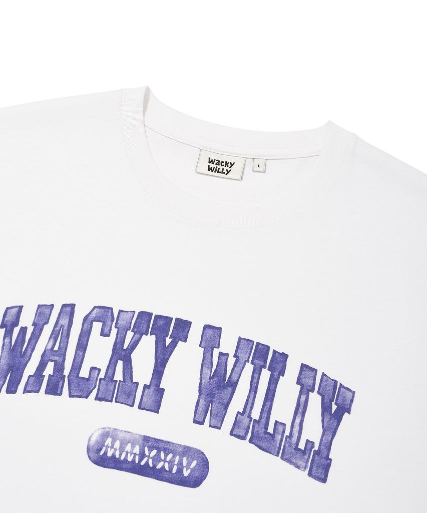 WACKY WILLY Arch Typo Short Sleeve T-Shirt White