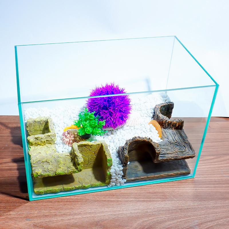 Natural Resin Aquariums Ornament Tunnel Shelter Corner Cave For Fish And Pet Fish Hideouts Fishtanks Decors