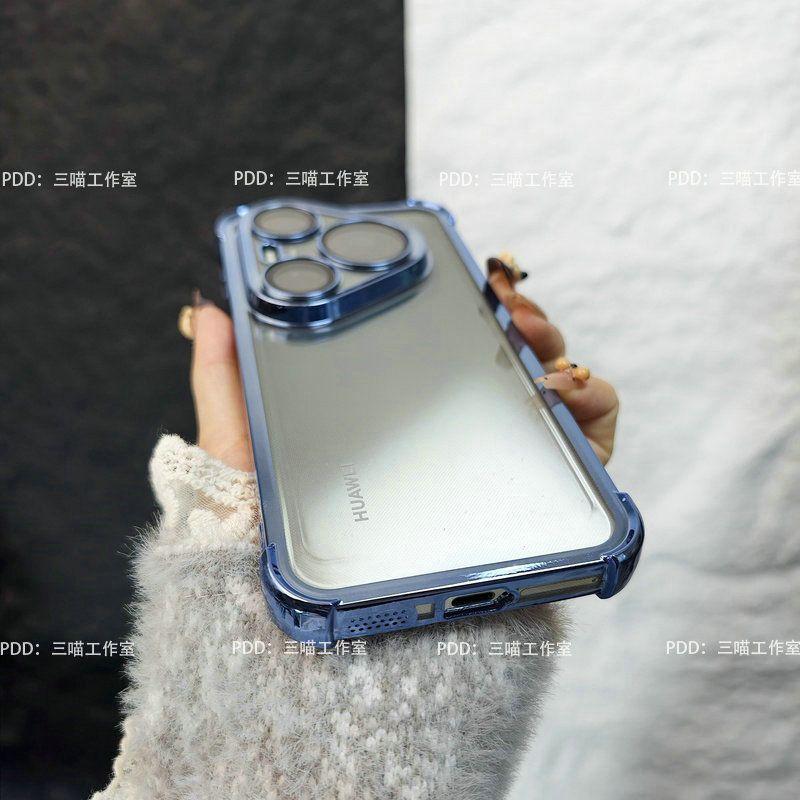 For Huawei Pura 90 Pro/90Pro Max 80 80Pro 80Ultra Case Luxury Electroplated Transparent Frame Anti-yellowing Shockproof Cover