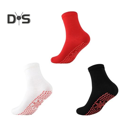1 Pair Heated Socks 24 Hours Keep Your Feet Warm Silicone Soles Mid-tube High Elasticity Solid Color Sport Socks Cold Weather Cozy Socks