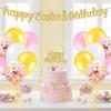 Easter Happy Birthday Banner with Cake Toppers Rabbit Easter Theme Spring Festival Celebration Supplies for Kids Home Decor