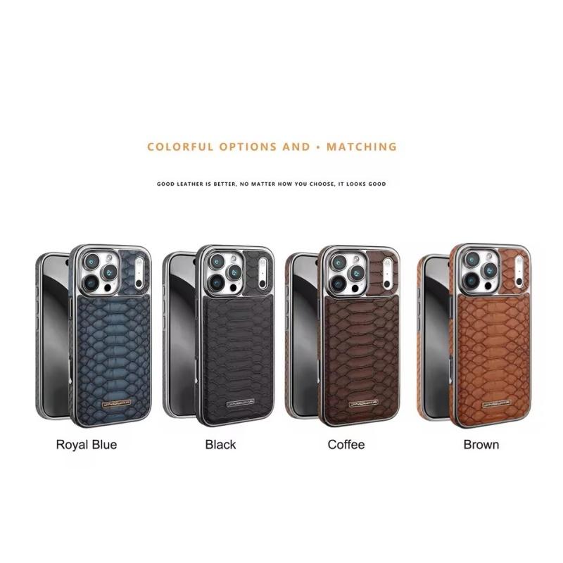 Luxury Fashion Snake-Patterned Leather Phone Case For iPhone 17 16 15 14 13 12 Pro Max 17Air Inner Shell With Flannel Lining
