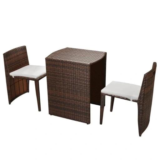 Vidaxl 3-Cz. Zestaw Mebli Bistro Z Poduszkami, Rattan Pe, Brązowy