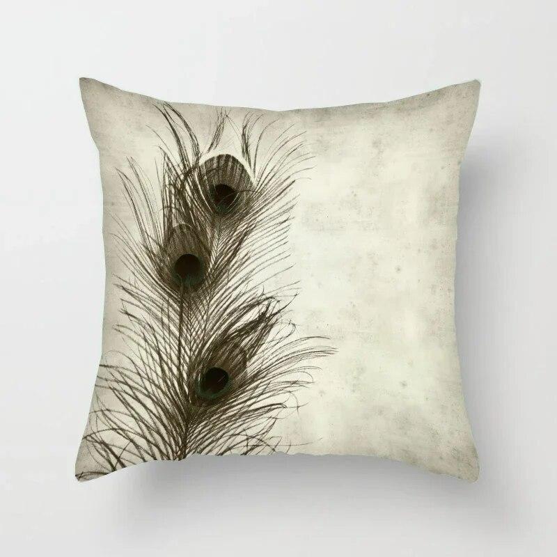 45*45cm Creative Peacock Feather Series Pillowcase Art Life Home Decoration Sofa Office Seat Waist Cushion  Cover