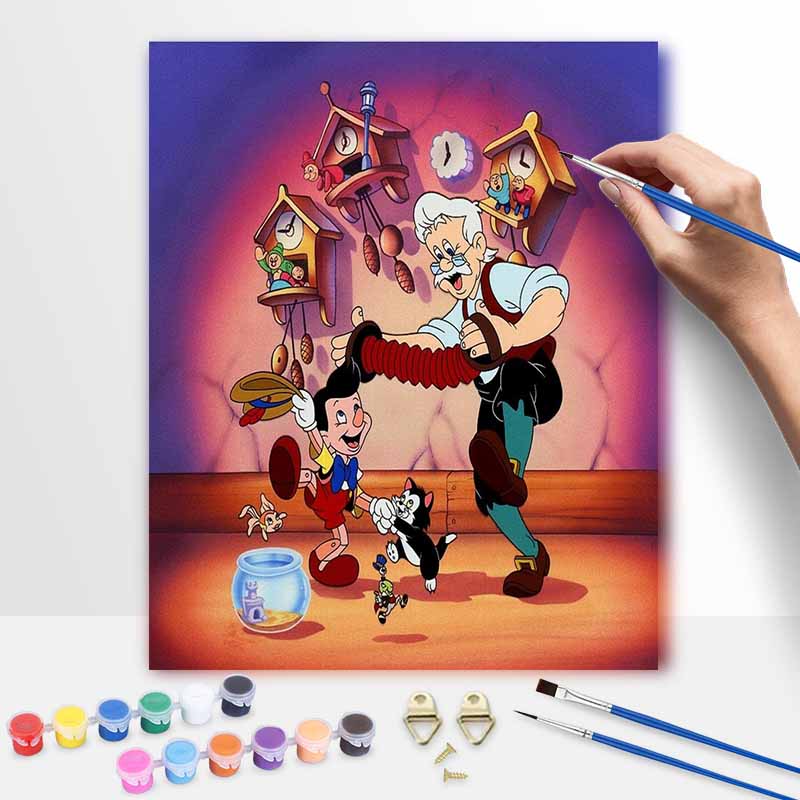 Disney Pinocchio Geppetto DIY Painting Kit Classic Style Home Decor Craft Gift Idea Wall Art Room Decor Handpainted Canvas Painting