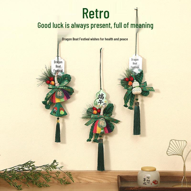 Dragon Boat Festival 2026 Hand-Woven Wanzi Knot Zongzi Pendant with Bell - New Home Decoration Ornament