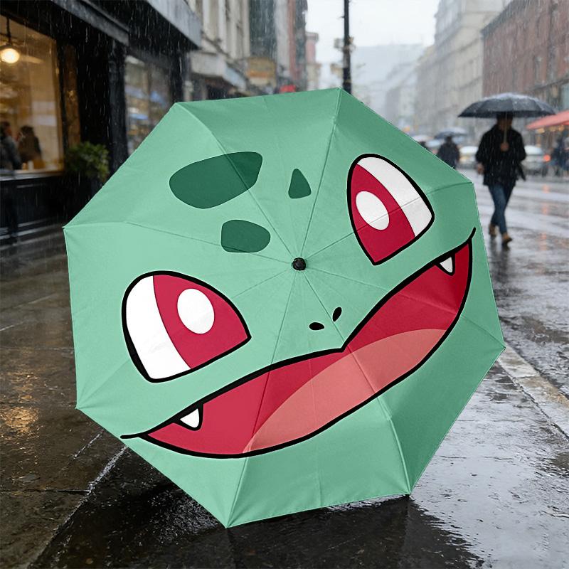 Bulbasaur Icon 8 Ribs 3Fold Black Glue Uv Protection Umbrella Sun Protection Rainproof Compact Folding Umbrella For Travel Daily Use C923551