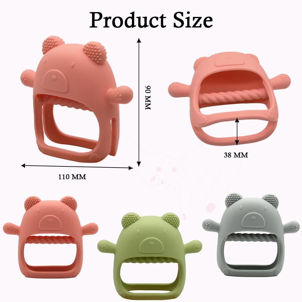 Food Grade Silicone Baby Chewing Toy Baby Teething Toys 6+ Months Anti Dropping Baby Hand Teether Bear Teether OEM Customized