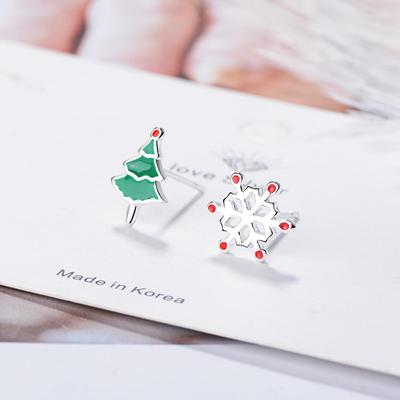 Tropfglasur Rentier & Schneeflocke Ohrstecker - Niedlicher, vielseitiger koreanischer Weihnachts-Schmuck für Damen