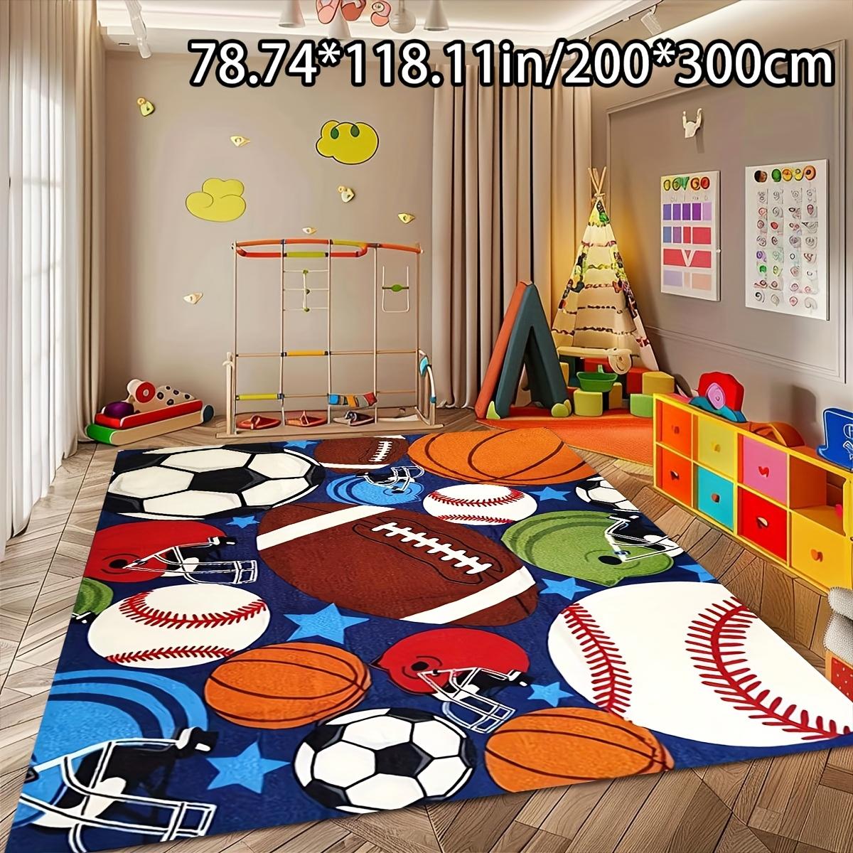 

Sports Themed Area Mat Non Slip Machine Washable Polyester Fiber Football Baseball Soccer Basketball Living Room Bedroom Outdoor 50x80cm20x31in