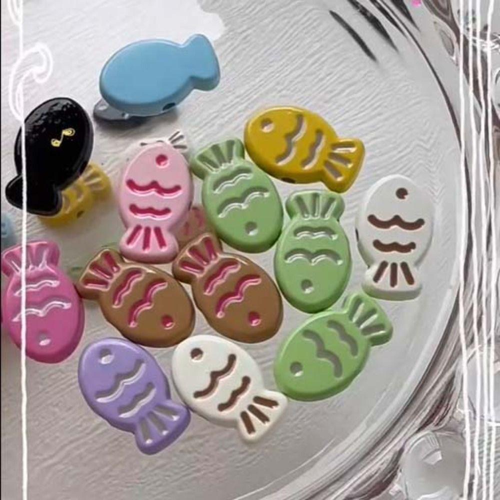 10pcs Zinc Zinc Alloy Spacer Loose Beads Taiyaki Jewelry Making Material Cute Small Fish Beads  Gift
