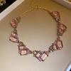 Gilded Geometric Cubic Zirconia Necklace: Elegant, Court-Style Clavicle Chain for Women