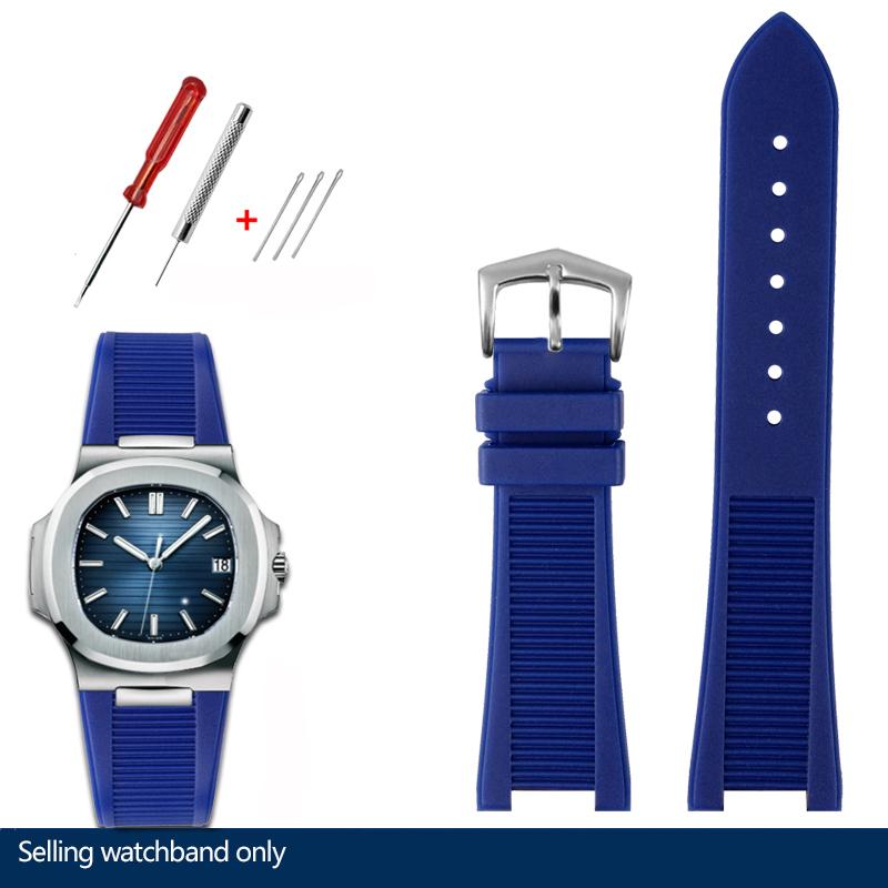 25*13mm Silicone Rubber Watchband For Pa-tek Philippe Nautilus Series 5711/5712/5980 Waterproof Sports Strap Bracelet Brown Blue