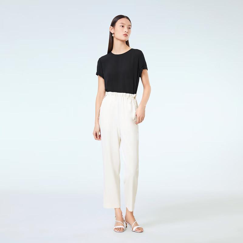 OVVOVV Women's Ruffle Waist Drawstring Casual Trousers