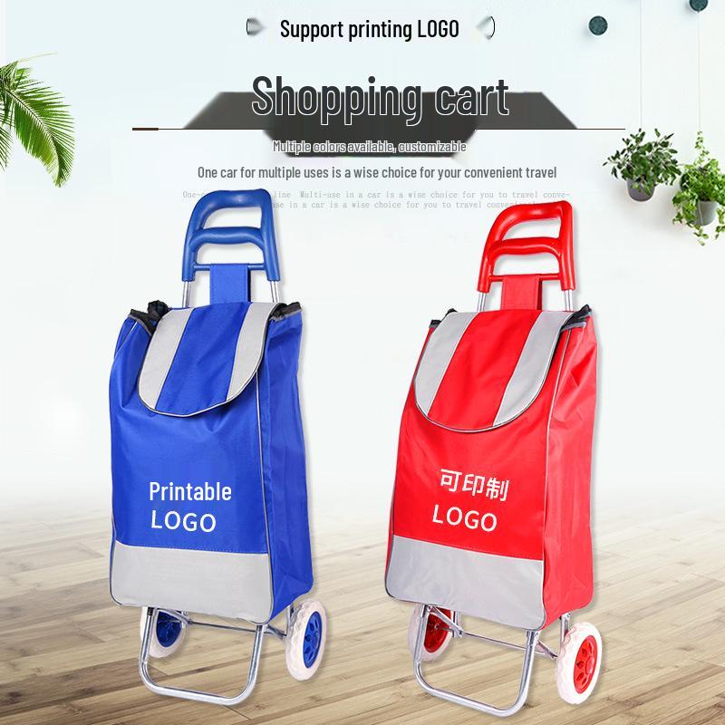 Portable Folding Shopping Cart with Stair-Climbing Wheels and Pull Handle