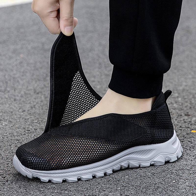 Adjustable Open Shoes For Men Diabetic Shoes for Elder Breathable Mesh Hook and Loop Sneakers Walking Sports Foot Pain Relief