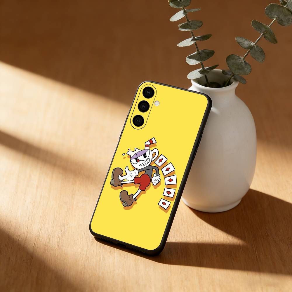 Cute CupHead And MugMan Phone Case For Samsung GalaxyA13,21s,22,31,32,52,53,71,72,73,Soft Black Cover