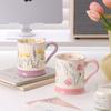 Flowery High End Ceramic Water Cup  High Looking Breakfast Cup  New Simple Mug  Souvenir Drinking Cup