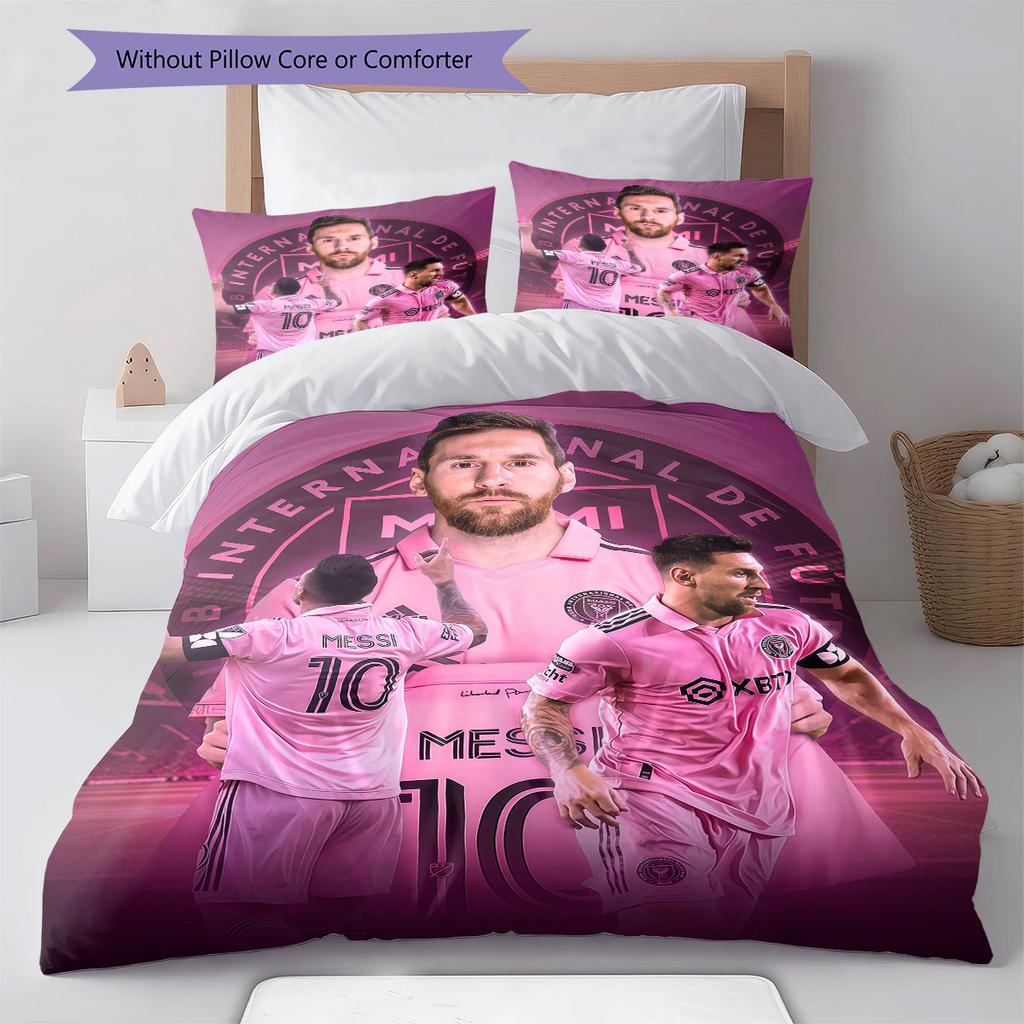 Lionel Messi Pattern Bedding,Quilt Set Quilt Cover Pillowcase Home Birthday Gift(1 * duvet cover + 2 * pillowcase, without core)