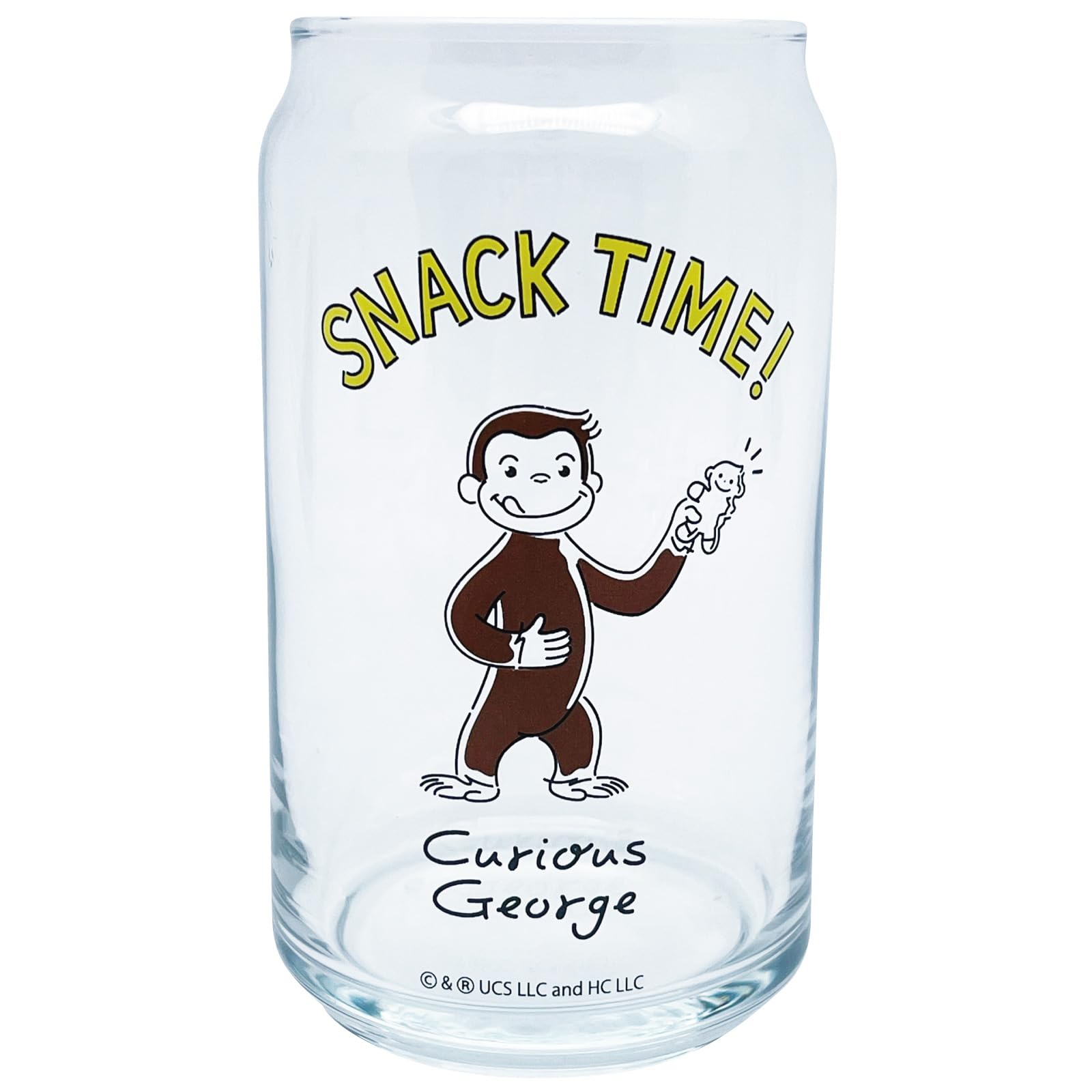 

Sun Art Curious George Simple Snack Made in Can-Shaped Glass, Line, Time, Approx. 360ml, Japan, SAN4273-1