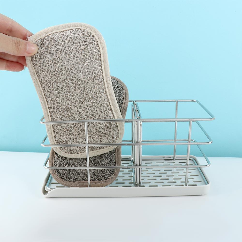 Freestanding Storage Shelf Stainless Steel Drain Rack Brush Holder Sink Organizer Sponge Tray