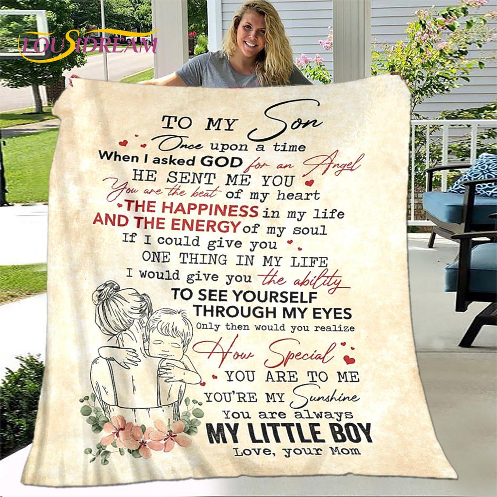 To My Son Plush Lion Wolf Eagle Dragon Quilt Blanket,Flannel Blanket Throw Blanket for Living Room Bedroom Bed Sofa Gift for Son