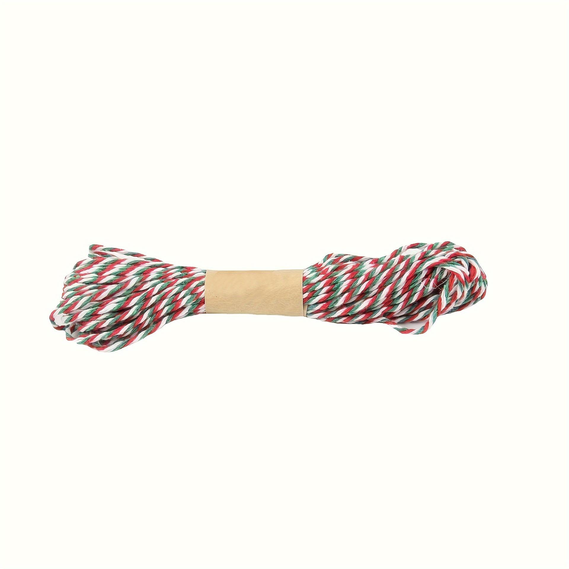

1 Roll Festive Twine Ribbon - 2mm Thick Red, Green, White Striped Thread for Gift Wrapping, DIY Crafts, Sewing, and Holiday Decorations