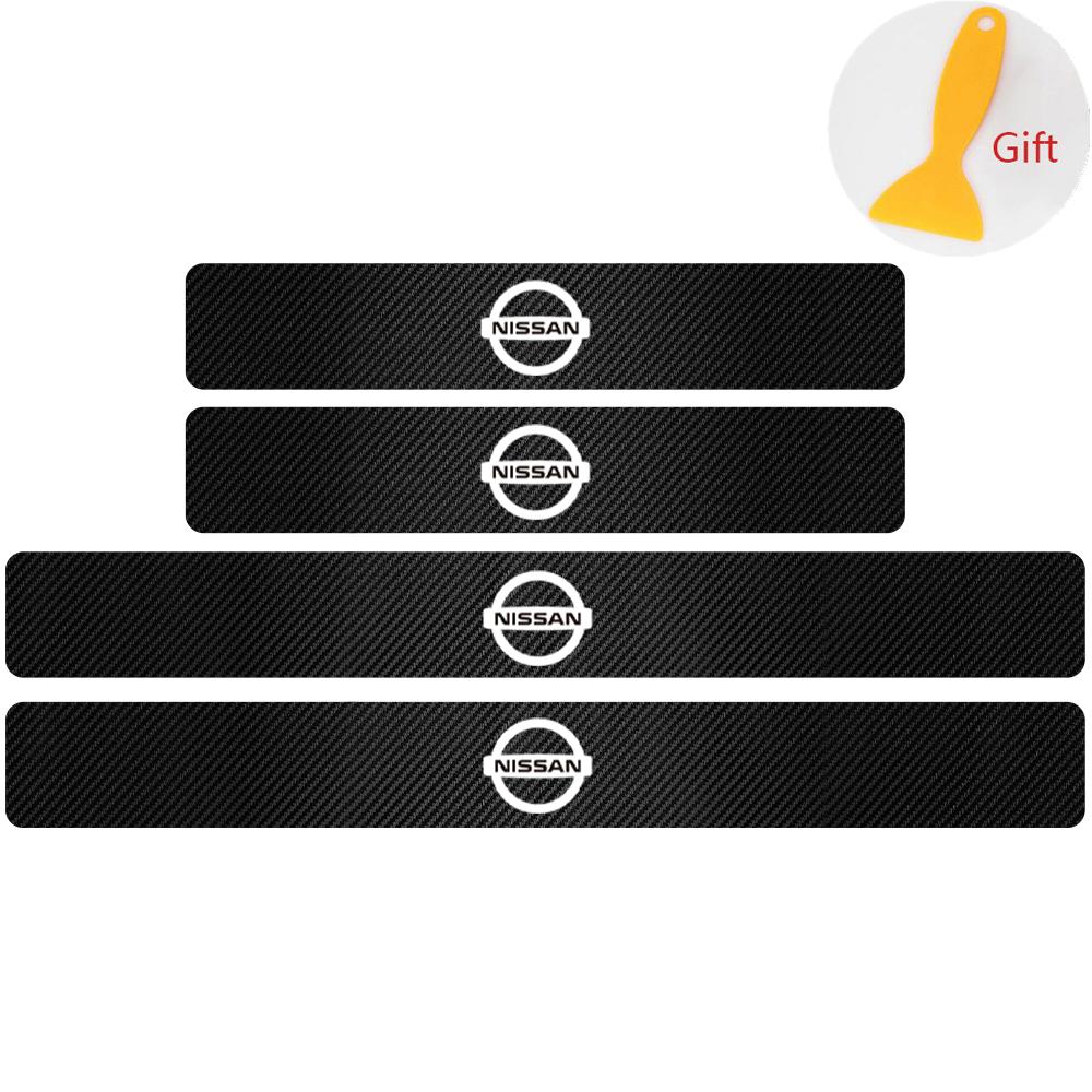 4PC Car Door Sill Pedal Carbon Fiber Protective Film Anti-scratch And Waterproof Sticker For Nissan Nismo Qashqai Sylphy X-Trail