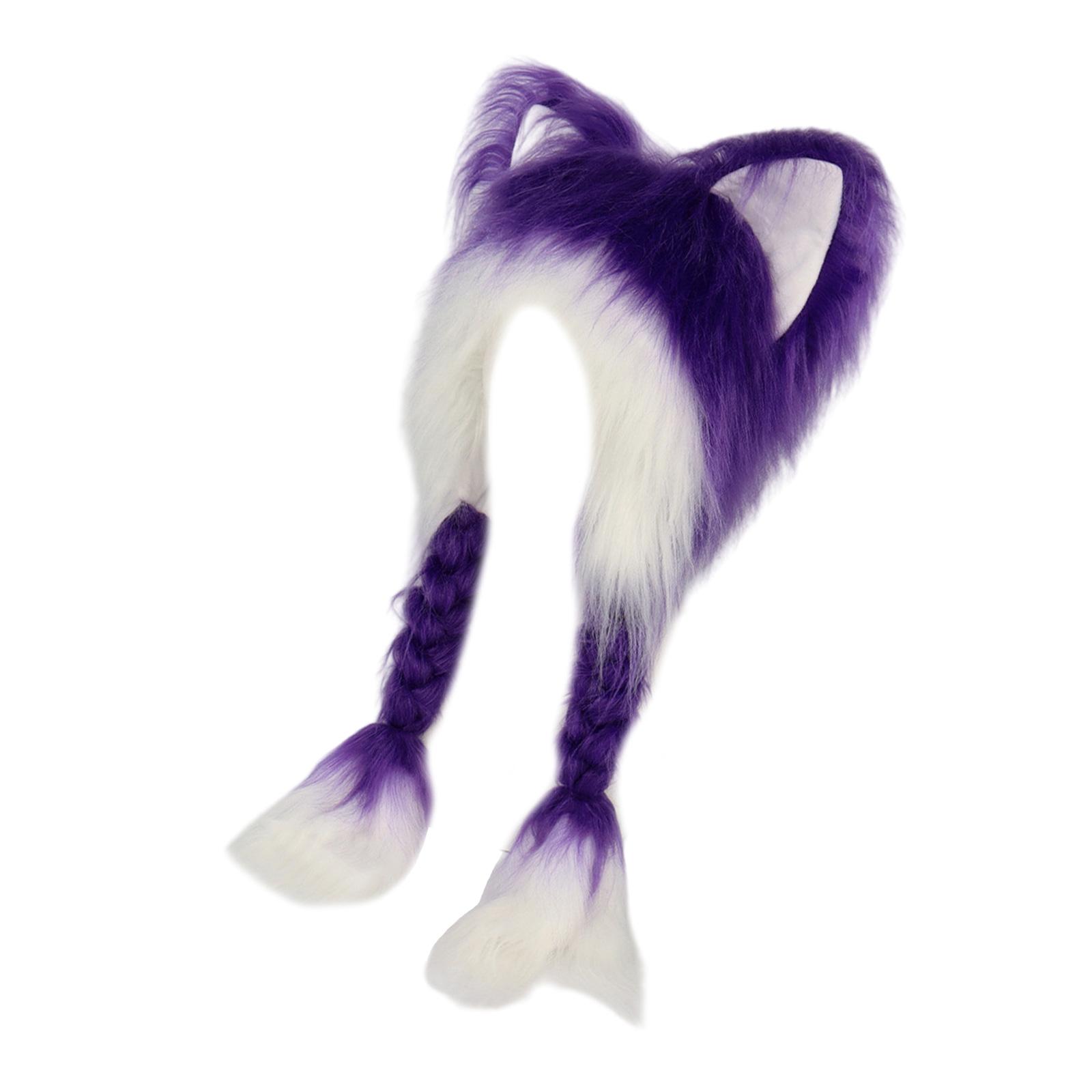 

Women Modern Kitten Ears Cosplay Hat with Furry Ear for Girls Women Versatile Kitten Ears Oversized Hat Cats Ear фиолетовый/белый