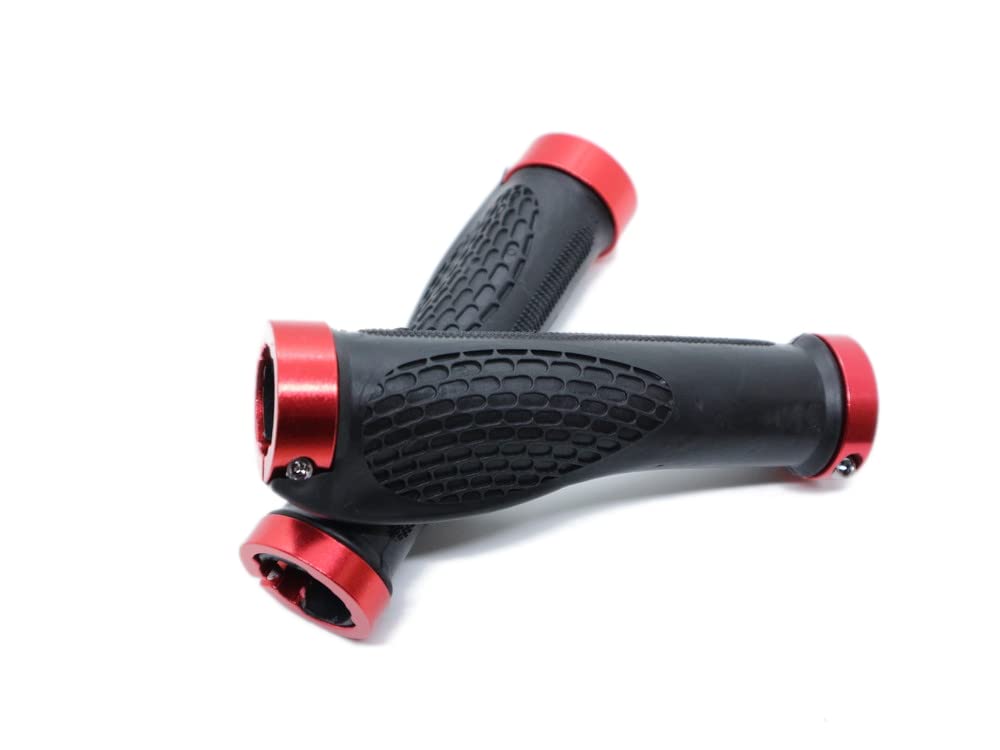 Beatus Ergonomic Handlebar Grips for Mountain Left and Right Rubber Type A Bikes, Set, Grips, (Red)