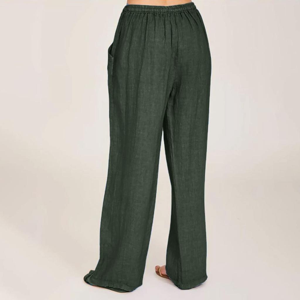 Women's Casual Straight Leg Pants Color Casual Long Pants With Pockets