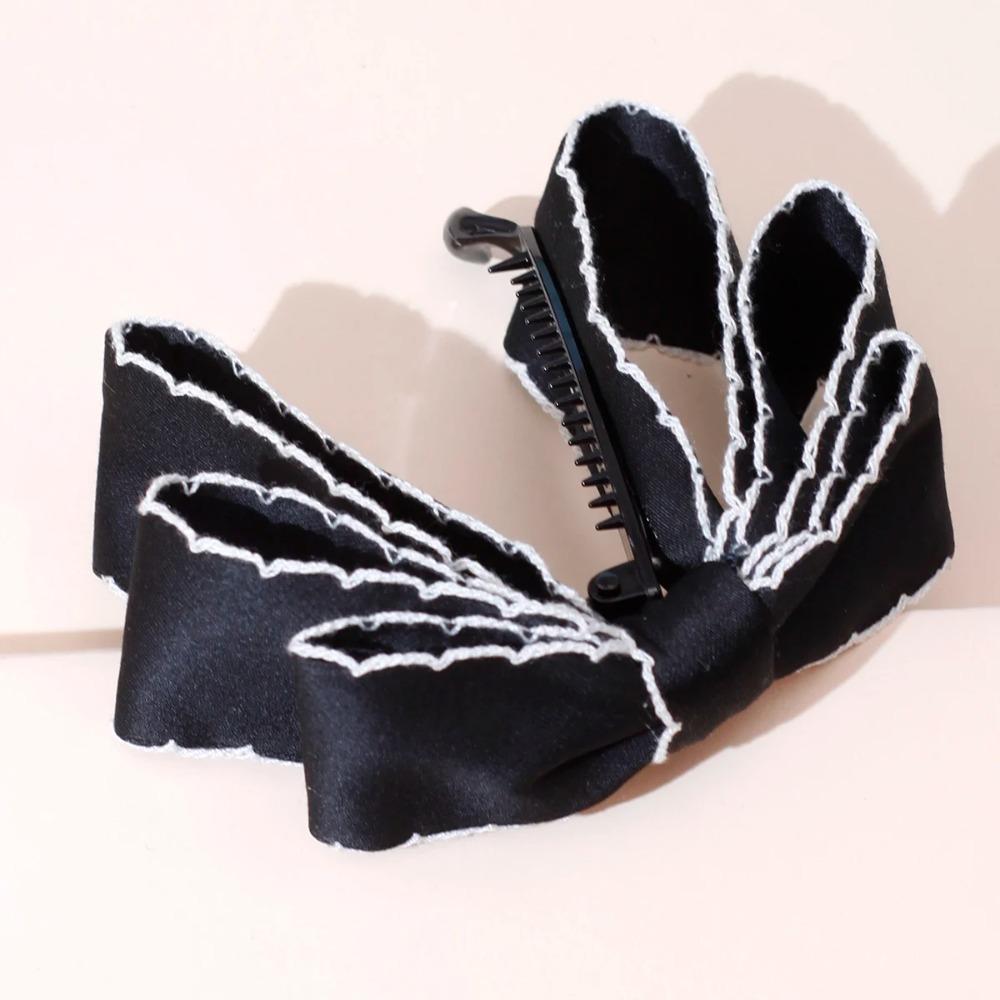 1PC Solid Color Fashion Fabric Bow Banana Hair Clips Hairpin for Women Back Head Ponytail Headdress Hair Accessories