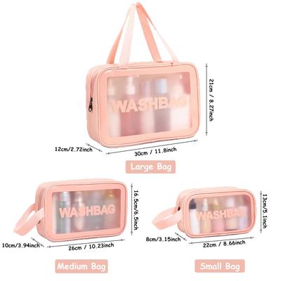 Trousse de toilette de rangement de voyage pour femmes, sac Portable étanche en PVC pour cosmétiques, trousse de maquillage transparente à fermeture éclair, Kit de lavage féminin