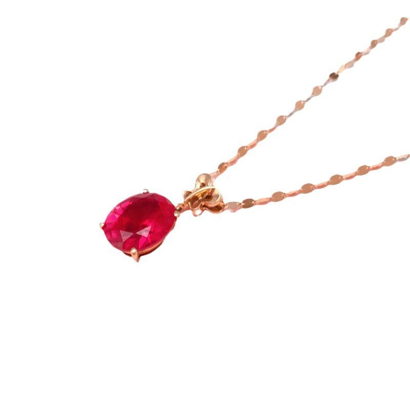 Pure Purple Gold Red Pomegranate Egg Noodle Set Chain Sweet High-End Colored Gold Gorgeous Necklace