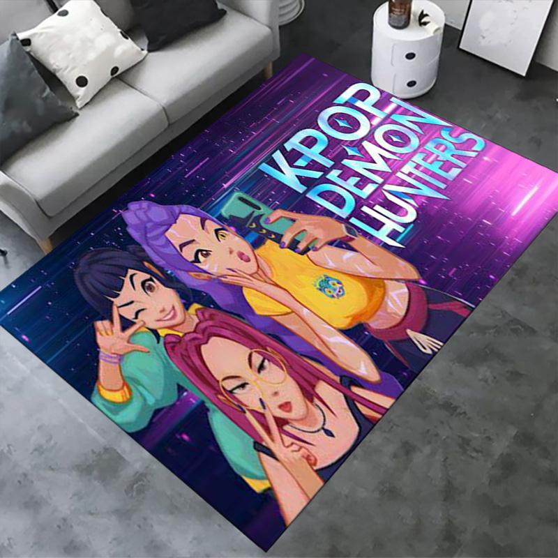 Demon Hunters Kpop Tapijt Vloerkleed voor Woonkamer Slaapkamer Huis Sofa Decoratie, Kinderen spelen Antislip Vloermat