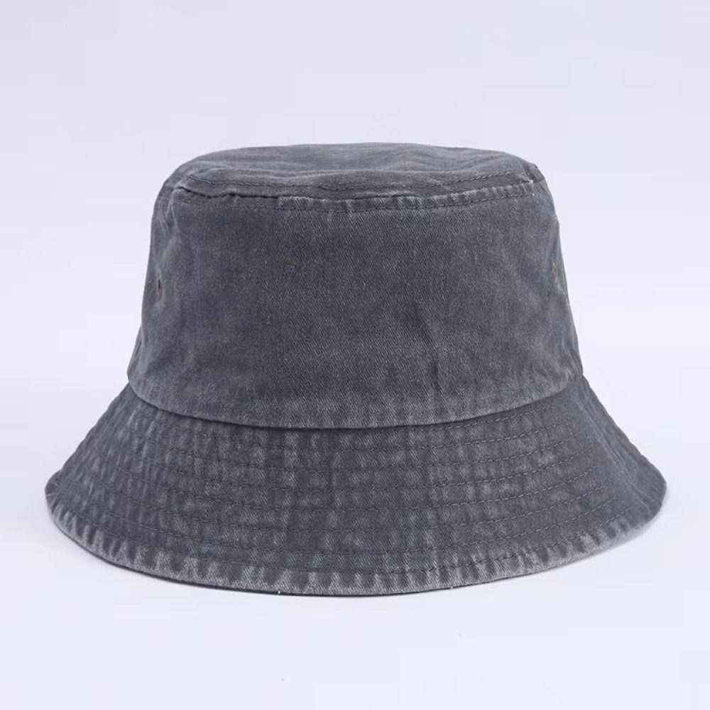 Solid Color Fisherman Hat Washed Denim Sun Hat Fashion Bucket Hat Summer